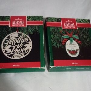 Hallmark Keepsake Ornament Set - Mother Love and Christmas Joy in Red and Green